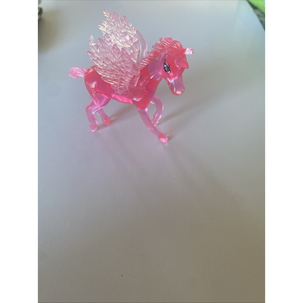 Translucent Flying Horse Pegasus Jaru Toy Pony Pink 3"